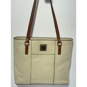Dooney & Bourke Pebble Leather Small Lexington Tote Bag, Bone Colored